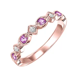 10KT Pink Gold & Diamond Classic Book Stackable Fashion Ring  - 1/10 ctw