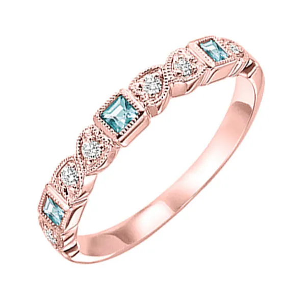10KT Pink Gold & Diamond Classic Book Stackable Fashion Ring  - 1/10 ctw