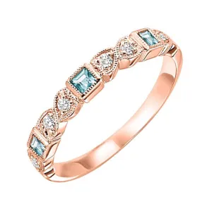 10KT Pink Gold & Diamond Classic Book Stackable Fashion Ring  - 1/10 ctw
