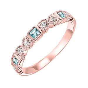 10KT Pink Gold & Diamond Classic Book Stackable Fashion Ring  - 1/10 ctw