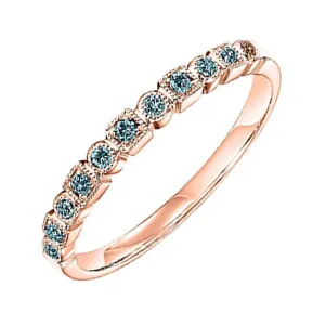 10KT Pink Gold & Diamond Classic Book Stackable Fashion Ring  - 1/10 ctw