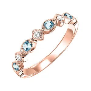 10KT Pink Gold & Diamond Classic Book Stackable Fashion Ring   - 1/10 ctw
