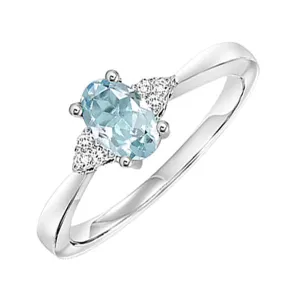 10KT White Gold & Diamond Classic Book 10K Birthstone Ensembles Fashion Ring  - 1/10 ctw