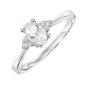 10KT White Gold & Diamond Classic Book 10K Birthstone Ensembles Fashion Ring  - 1/10 ctw