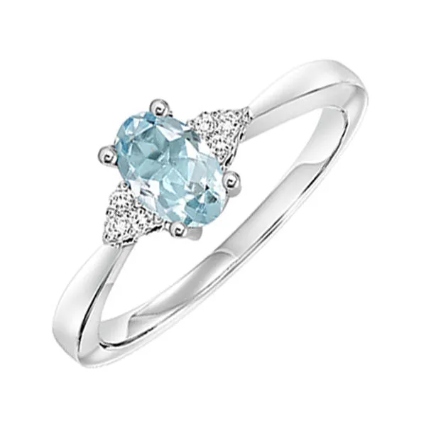 10KT White Gold & Diamond Classic Book 10K Birthstone Ensembles Fashion Ring  - 1/10 ctw