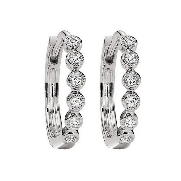 10KT White Gold & Diamond Classic Book Mixable Fashion Earrings  - 1/6 ctw