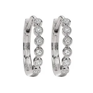 10KT White Gold & Diamond Classic Book Mixable Fashion Earrings  - 1/6 ctw