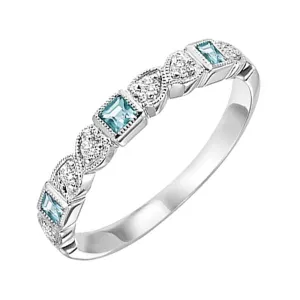 10KT White Gold & Diamond Classic Book Stackable Fashion Ring  - 1/10 ctw