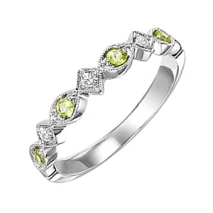 10KT White Gold & Diamond Classic Book Stackable Fashion Ring  - 1/10 ctw