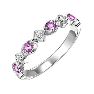 10KT White Gold & Diamond Classic Book Stackable Fashion Ring  - 1/10 ctw