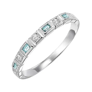 10KT White Gold & Diamond Classic Book Stackable Fashion Ring  - 1/10 ctw