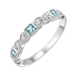 10KT White Gold & Diamond Classic Book Stackable Fashion Ring  - 1/10 ctw