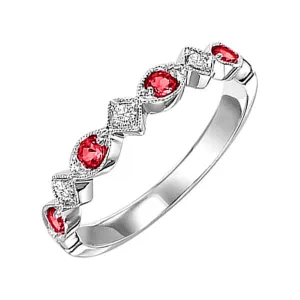 10KT White Gold & Diamond Classic Book Stackable Fashion Ring  - 1/10 ctw