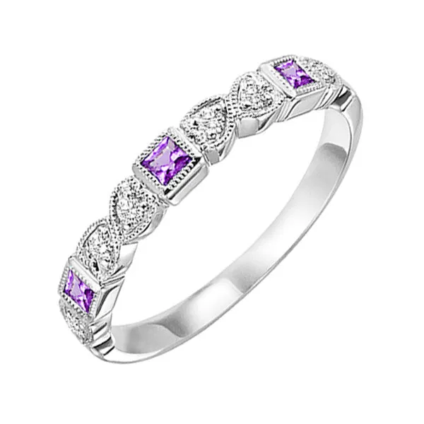 10KT White Gold & Diamond Classic Book Stackable Fashion Ring  - 1/10 ctw