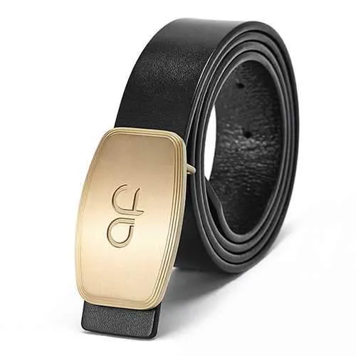 125CM Men Business Genuine Leather Belt Fashion Durable Copper Buckle Waistband