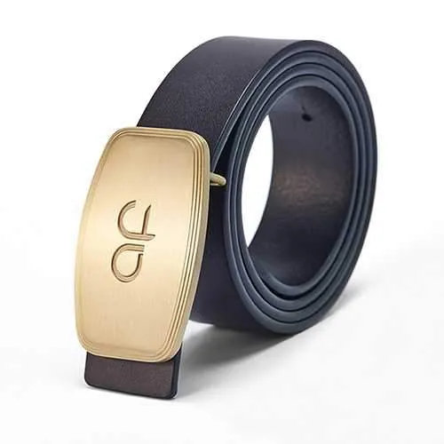 125CM Men Business Genuine Leather Belt Fashion Durable Copper Buckle Waistband