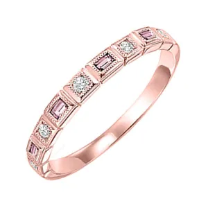 14KT Pink Gold & Diamond Classic Book Stackable Fashion Ring  - 1/10 ctw
