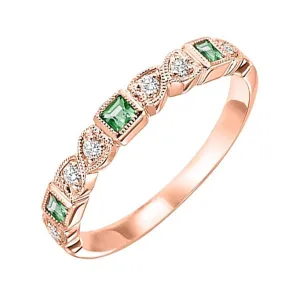 14KT Pink Gold & Diamond Classic Book Stackable Fashion Ring  - 1/10 ctw