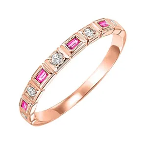 14KT Pink Gold & Diamond Classic Book Stackable Fashion Ring  - 1/10 ctw