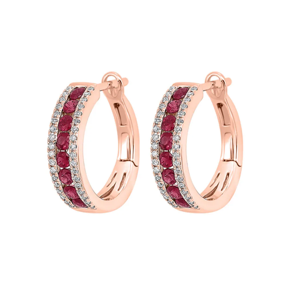 14KT Pink Gold & Diamonds Fashion Earrings -  1/5 ctw