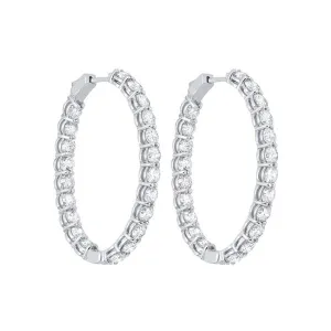 14KT White Gold & Diamond Classic Book Hoop Fashion Earrings   - 10 ctw