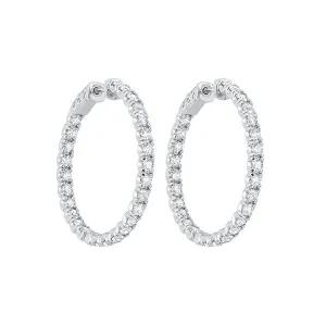 14KT White Gold & Diamond Classic Book Hoop Fashion Earrings  - 5 ctw