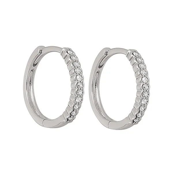 14KT White Gold & Diamond Classic Book Mixable Fashion Earrings  - 1/6 ctw