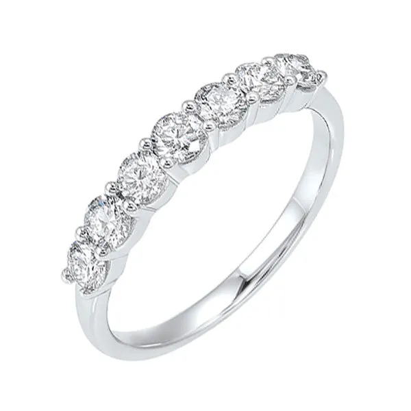 14KT White Gold & Diamond Classic Book Shared Prong Fashion Ring   - 1/2 ctw