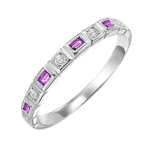 14KT White Gold & Diamond Classic Book Stackable Fashion Ring  - 1/10 ctw
