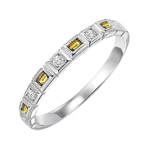 14KT White Gold & Diamond Classic Book Stackable Fashion Ring  - 1/10 ctw
