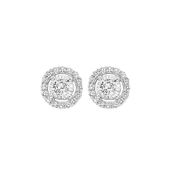 14KT White Gold & Diamond Fashion Earrings -1/6 ctw