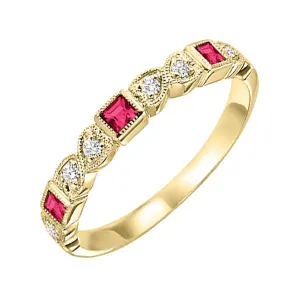 14KT Yellow Gold & Diamond Classic Book Stackable Fashion Ring  - 1/10 ctw