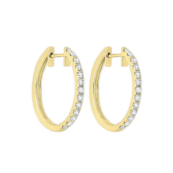 14KT Yellow Gold & Diamond Hoop Fashion Earrings  - 3/4 ctw