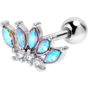 16 Gauge 1/4 Aurora Gem Fashion Fan Cartilage Tragus Earring