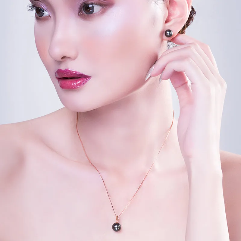 18K Gold 10-11mm Genuine Black Tahitian Southsea Cultured Pearl Pendant Necklace for Women with 18" Chain (Sterling Silver)