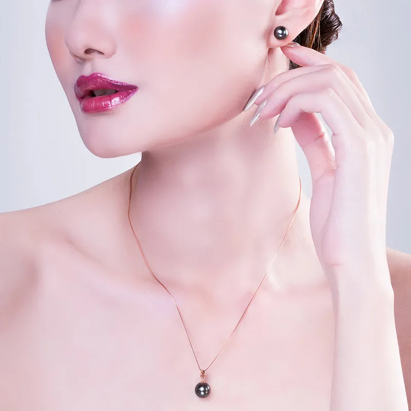 18K Gold 10-11mm Genuine Black Tahitian Southsea Cultured Pearl Pendant Necklace for Women with 18" Chain (Sterling Silver)
