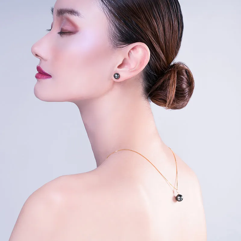 18K Gold 10-11mm Genuine Black Tahitian Southsea Cultured Pearl Pendant Necklace for Women with 18" Chain (Sterling Silver)