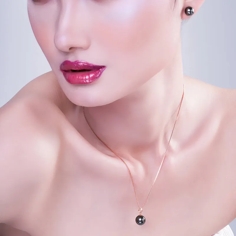 18K Gold 10-11mm Genuine Black Tahitian Southsea Cultured Pearl Pendant Necklace for Women with 18" Chain (Sterling Silver)