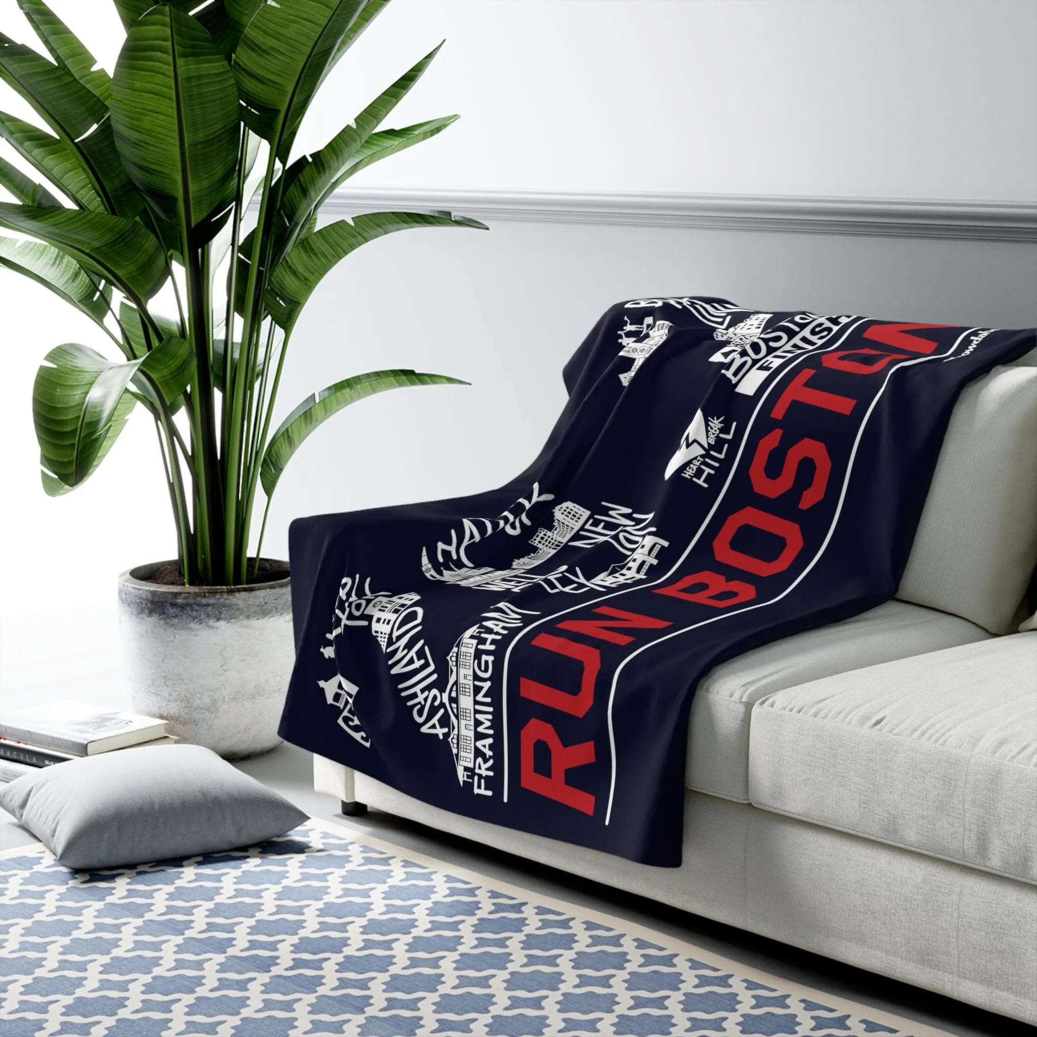 26.2 Run Boston Race Icons Sherpa Fleece Blanket
