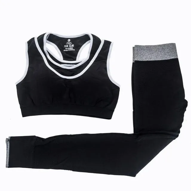 2Pcs Women Yoga Sets Fitness Sport Bra Yoga Pants Leggings Set , Gym Running Sport Suit Set Workout Clothes for Female