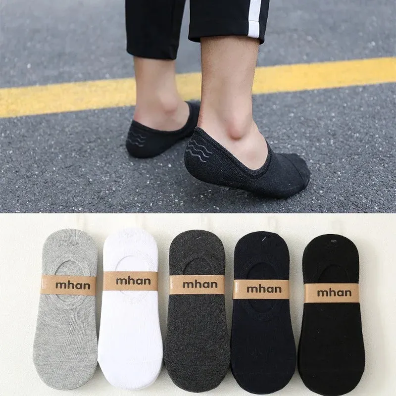 3 Pairs/Lot Invisible No Show Socks for Men - Low Cut Ankle Cotton Thin Black White Short Socks with Non-Slip Silicone, Breathable Summer Wear