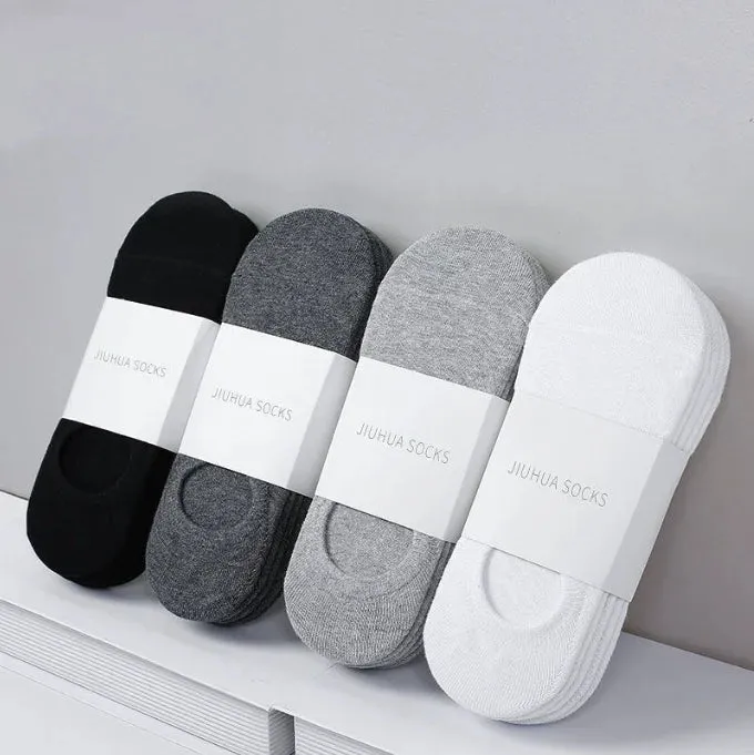 3 Pairs/Lot Invisible No Show Socks for Men - Low Cut Ankle Cotton Thin Black White Short Socks with Non-Slip Silicone, Breathable Summer Wear