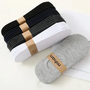3 Pairs/Lot Invisible No Show Socks for Men - Low Cut Ankle Cotton Thin Black White Short Socks with Non-Slip Silicone, Breathable Summer Wear