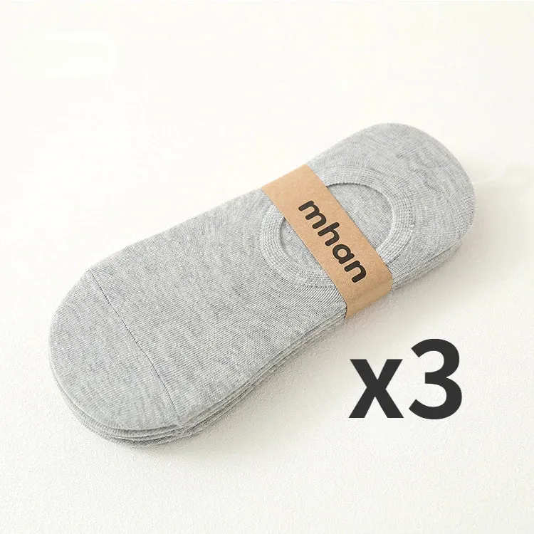 3 Pairs/Lot Invisible No Show Socks for Men - Low Cut Ankle Cotton Thin Black White Short Socks with Non-Slip Silicone, Breathable Summer Wear