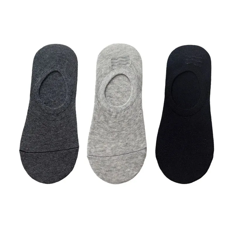 3 Pairs/Lot Invisible No Show Socks for Men - Low Cut Ankle Cotton Thin Black White Short Socks with Non-Slip Silicone, Breathable Summer Wear