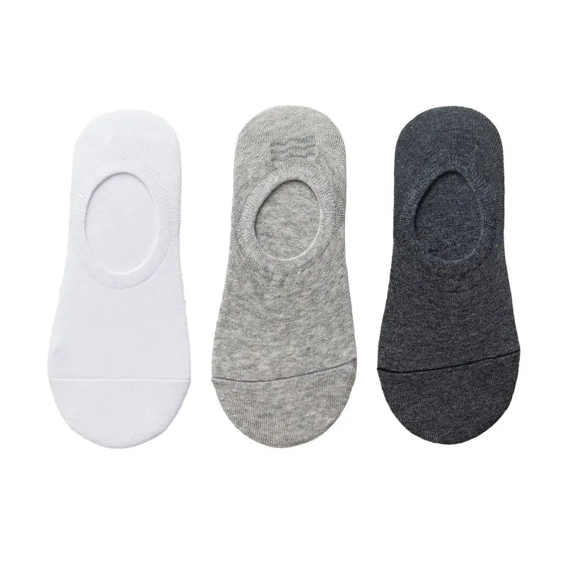 3 Pairs/Lot Invisible No Show Socks for Men - Low Cut Ankle Cotton Thin Black White Short Socks with Non-Slip Silicone, Breathable Summer Wear