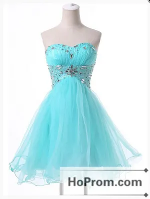 A-Line Tulle Beading Strapless Prom Dresses Homecoming Dresses