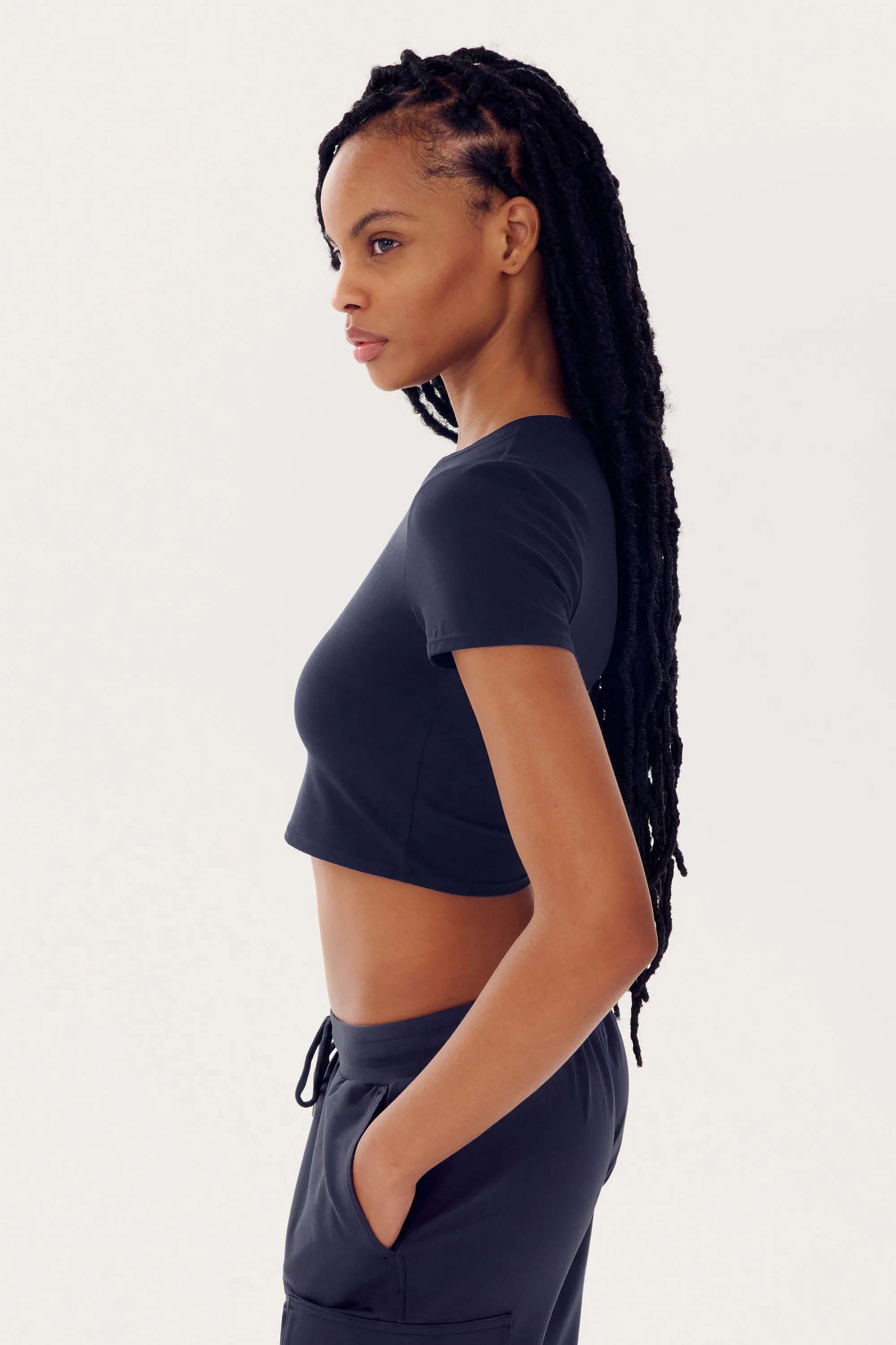 Airweight S/S Crop - Indigo