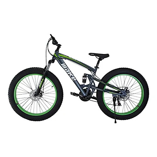 Amardeep cycles 26 inches Fat Tyre Wheel, Steel Frame- 18 inches, Speed Double Disc Brake with Magnesium Alloy Wheels Sports Folding All-Mountain Cycle for Unisex (Green) Over 23 Years