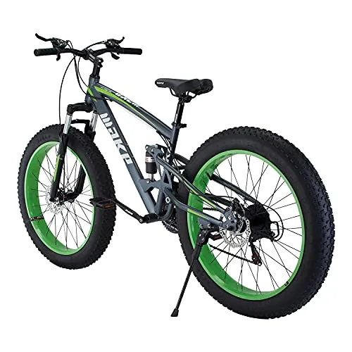 Amardeep cycles 26 inches Fat Tyre Wheel, Steel Frame- 18 inches, Speed Double Disc Brake with Magnesium Alloy Wheels Sports Folding All-Mountain Cycle for Unisex (Green) Over 23 Years